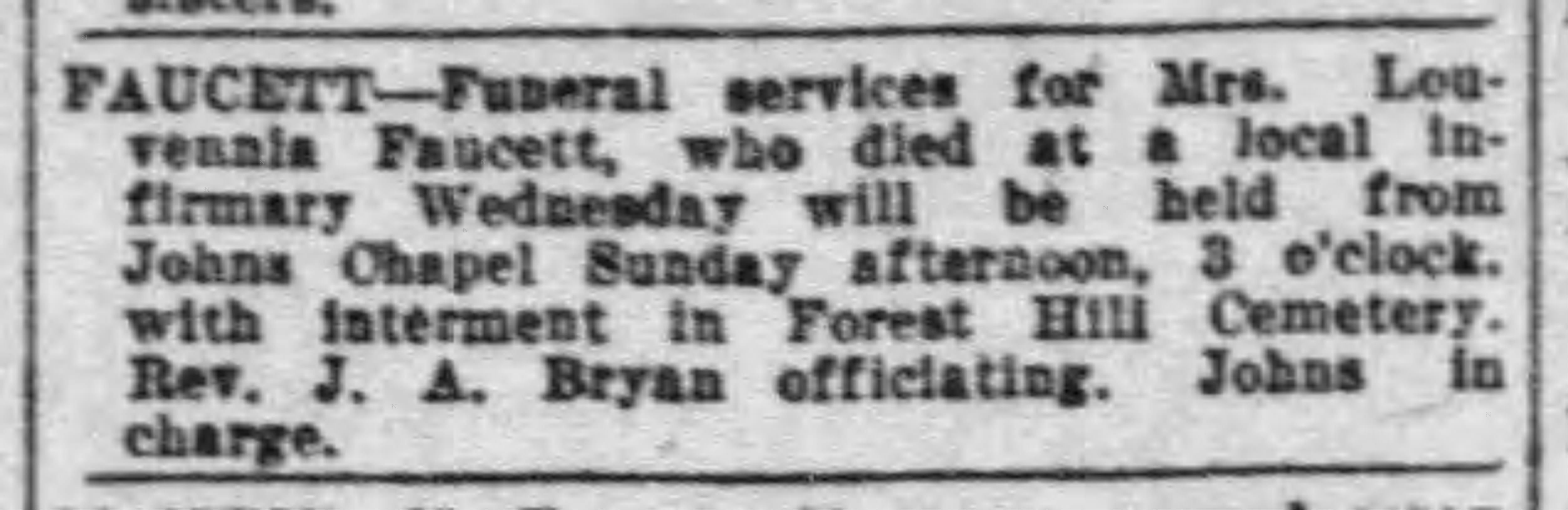 Louvennia Faucett obituary